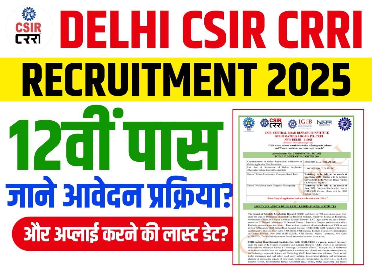 CSIR CRRI Recruitment 2025
