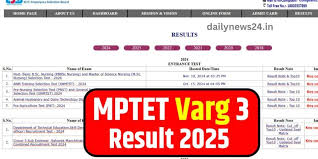 MP TET Varg 3 Result 2025 OUT